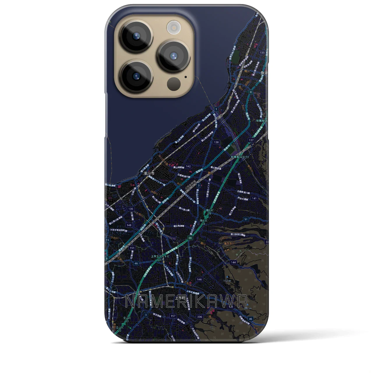 【滑川(富山県)】地図柄iPhoneケース(バックカバータイプ)