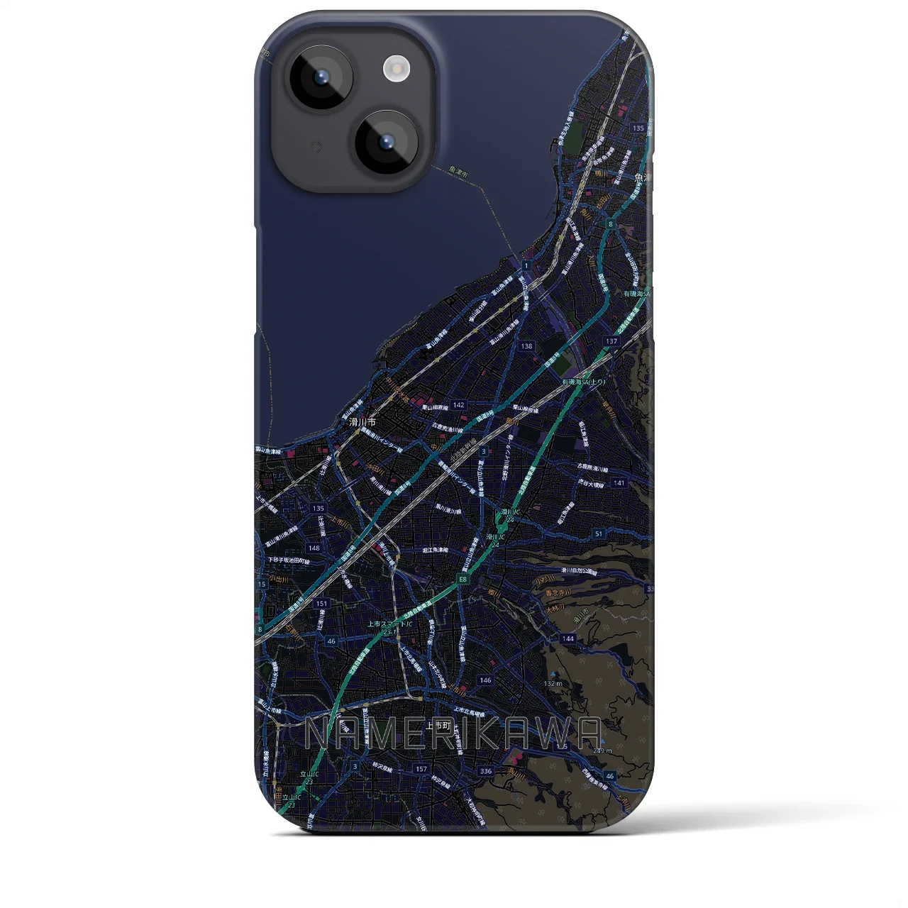 【滑川(富山県)】地図柄iPhoneケース(バックカバータイプ)