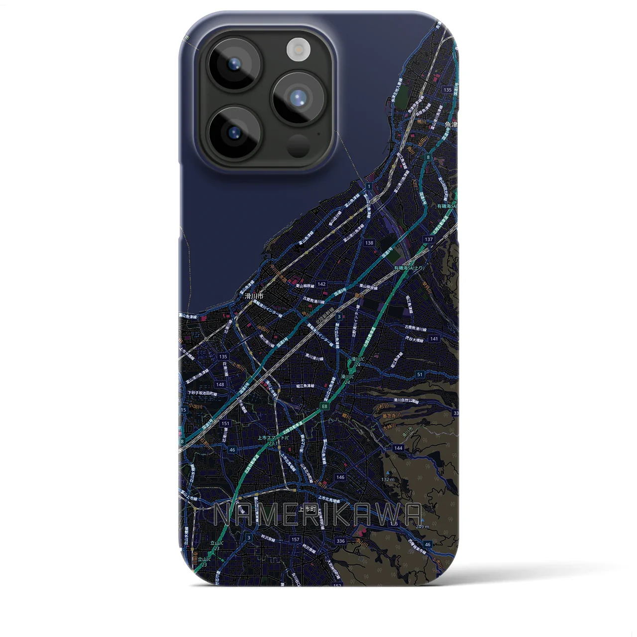 【滑川(富山県)】地図柄iPhoneケース(バックカバータイプ)