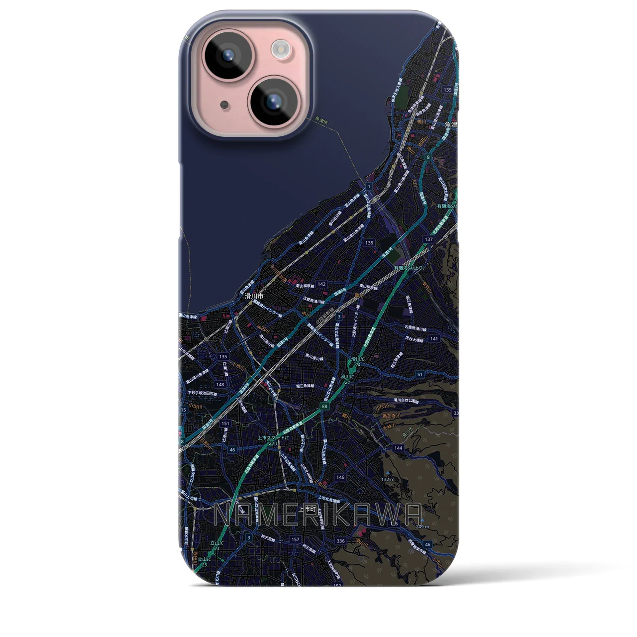 【滑川(富山県)】地図柄iPhoneケース(バックカバータイプ)