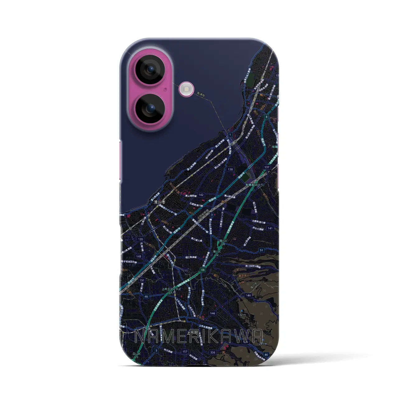 【滑川(富山県)】地図柄iPhoneケース(バックカバータイプ)