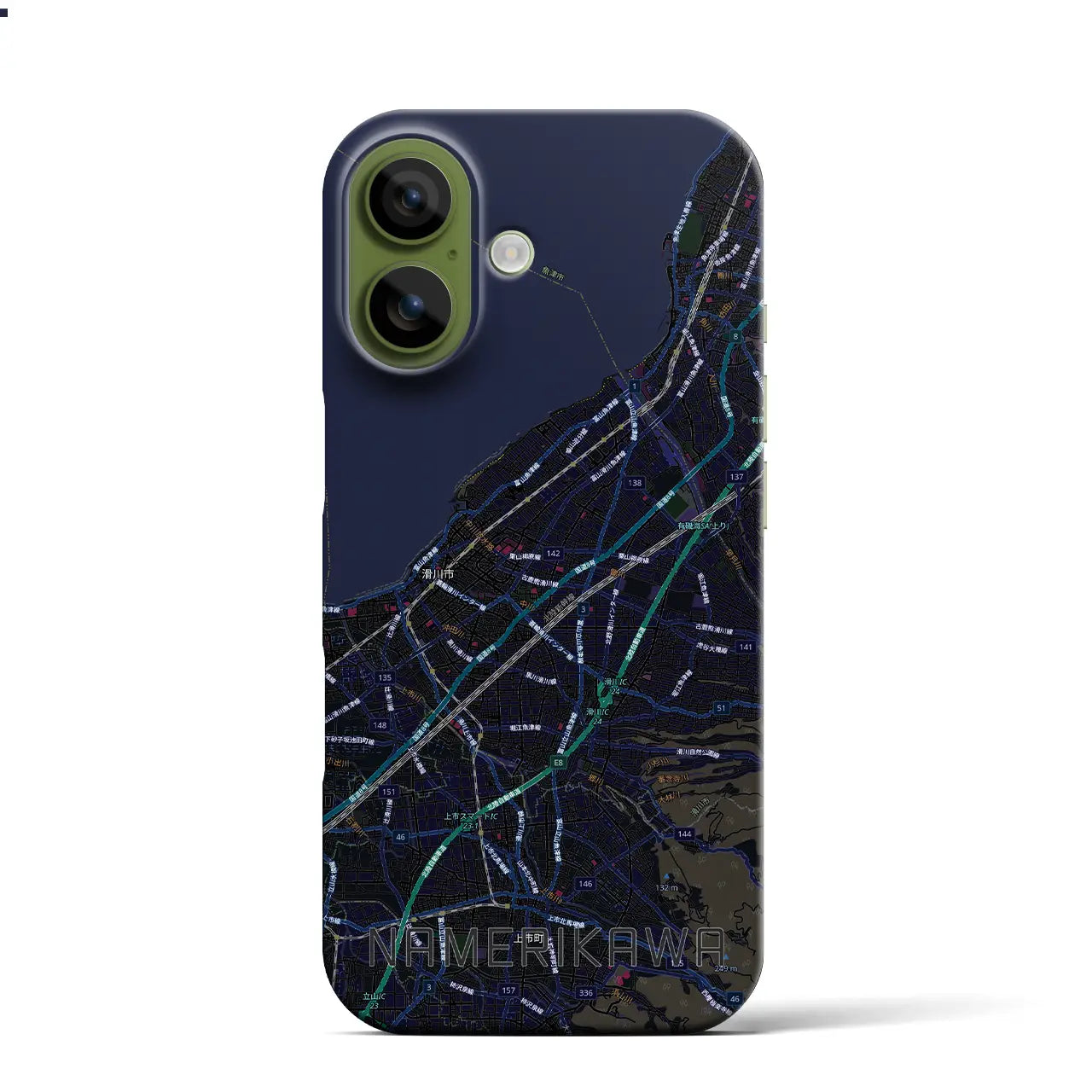 【滑川(富山県)】地図柄iPhoneケース(バックカバータイプ)