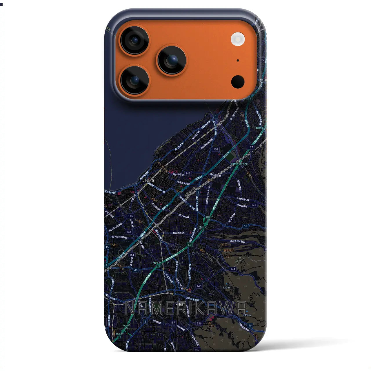 【滑川(富山県)】地図柄iPhoneケース(バックカバータイプ)