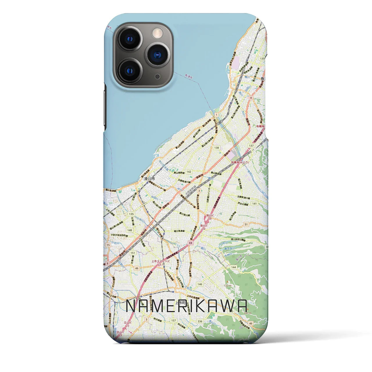 【滑川(富山県)】地図柄iPhoneケース(バックカバータイプ)