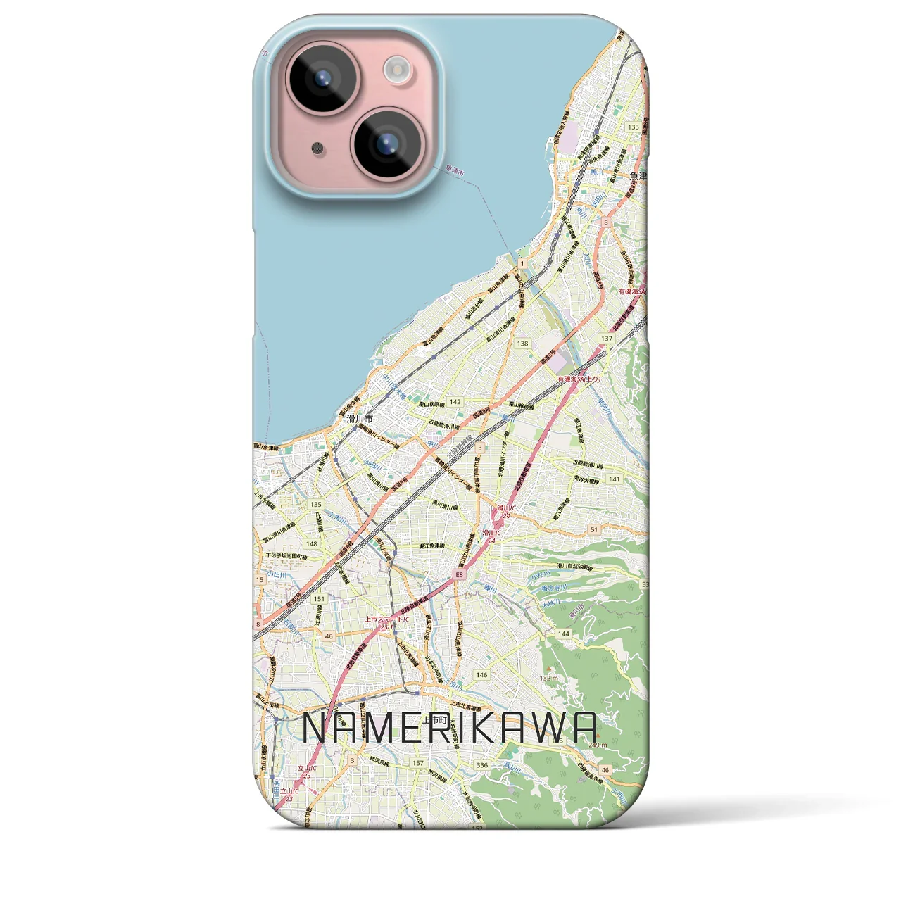 【滑川(富山県)】地図柄iPhoneケース(バックカバータイプ)