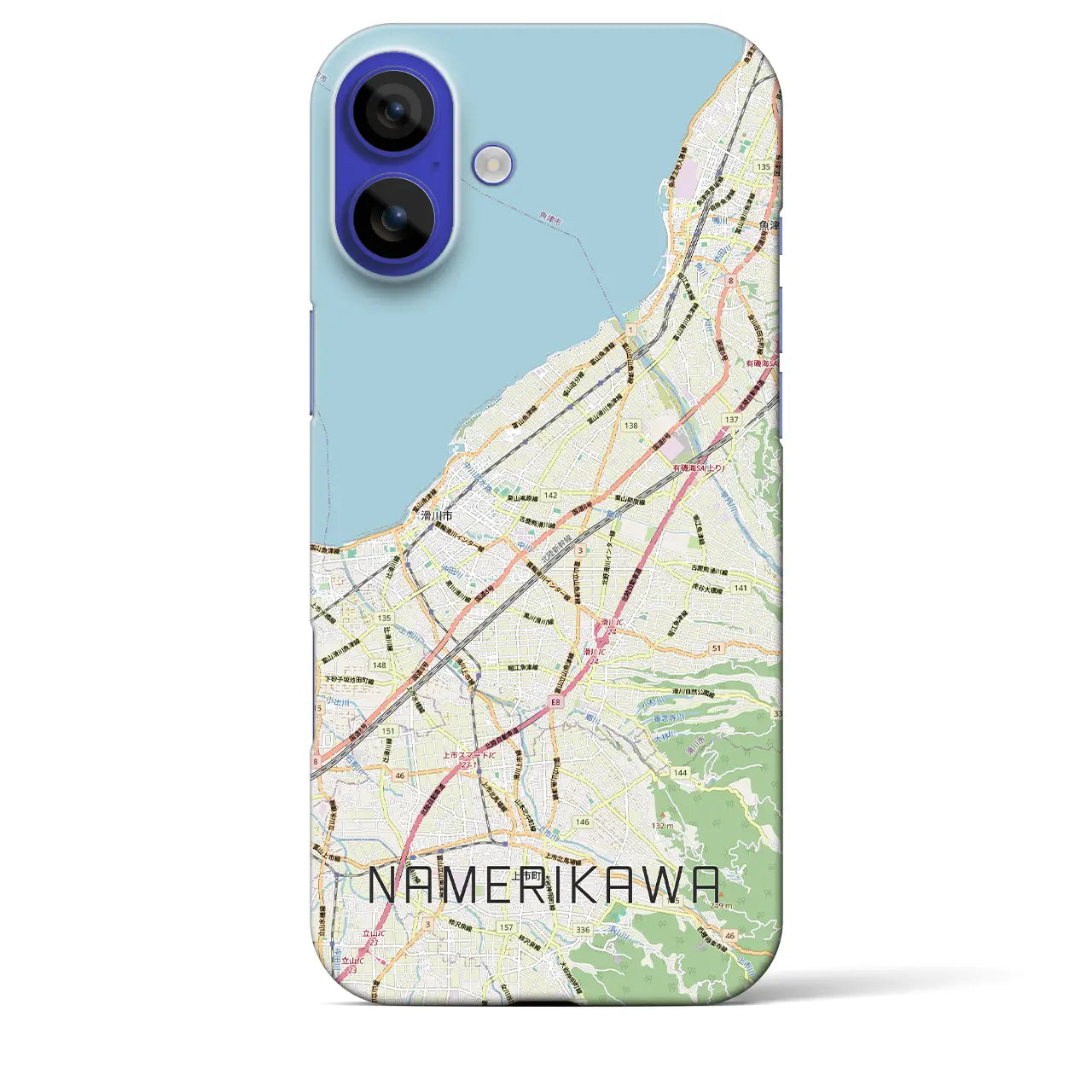 【滑川(富山県)】地図柄iPhoneケース(バックカバータイプ)