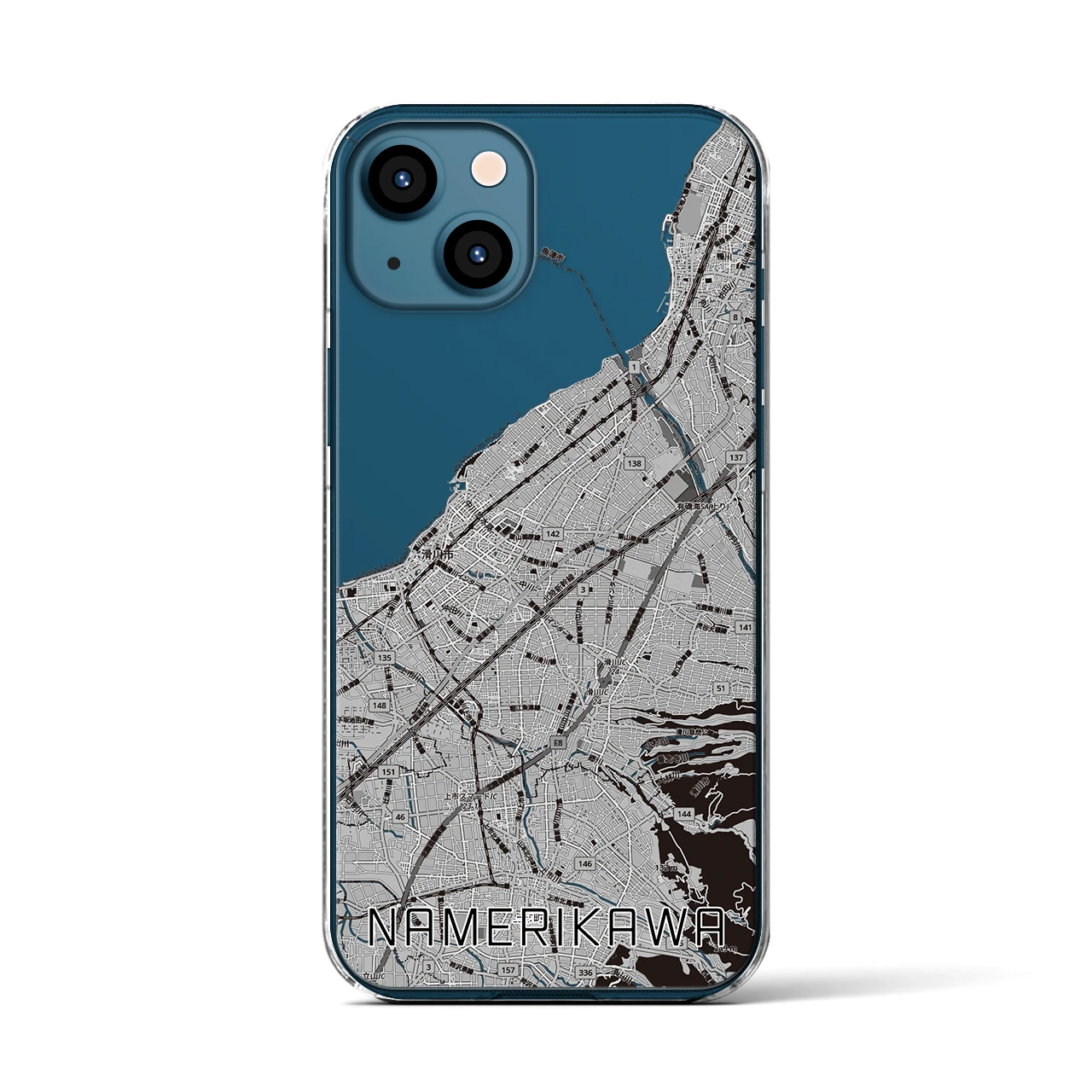 【滑川(富山県)】地図柄iPhoneケース(クリアタイプ)