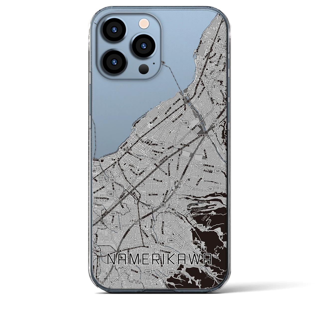 【滑川(富山県)】地図柄iPhoneケース(クリアタイプ)