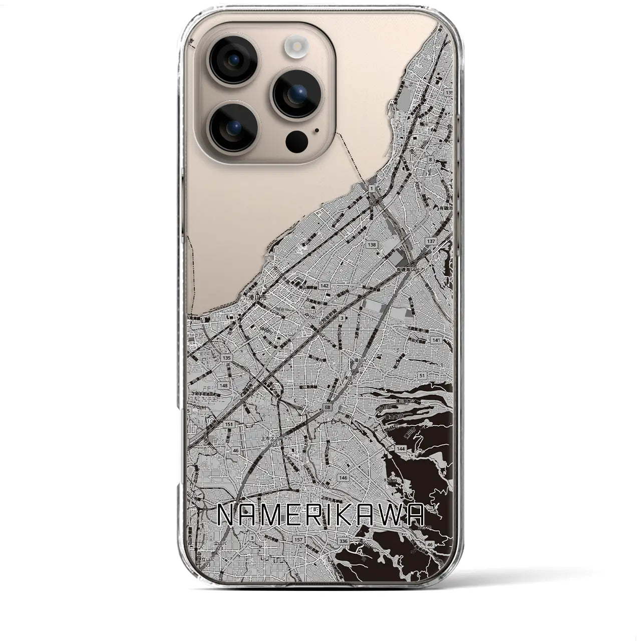 【滑川(富山県)】地図柄iPhoneケース(クリアタイプ)