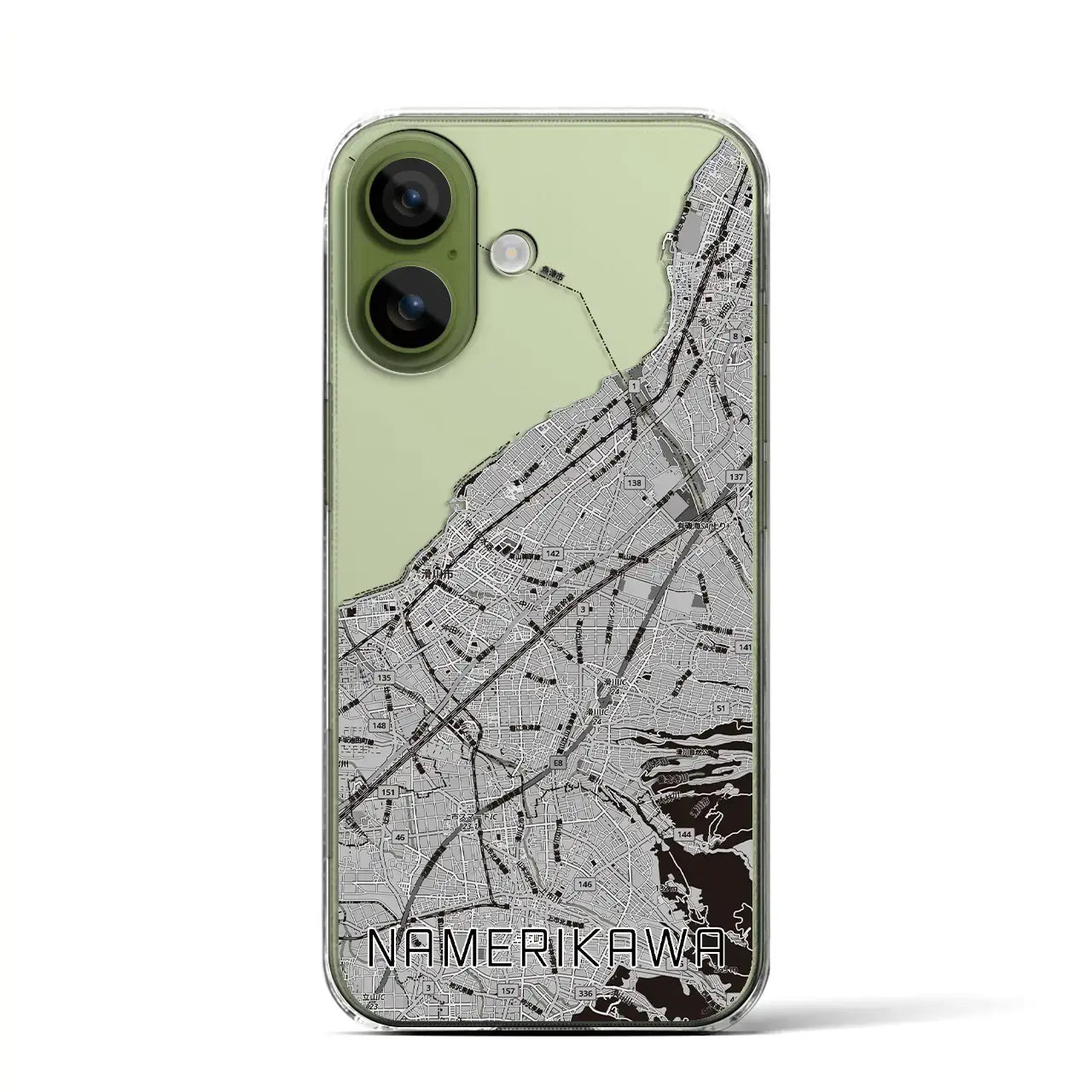 【滑川(富山県)】地図柄iPhoneケース(クリアタイプ)