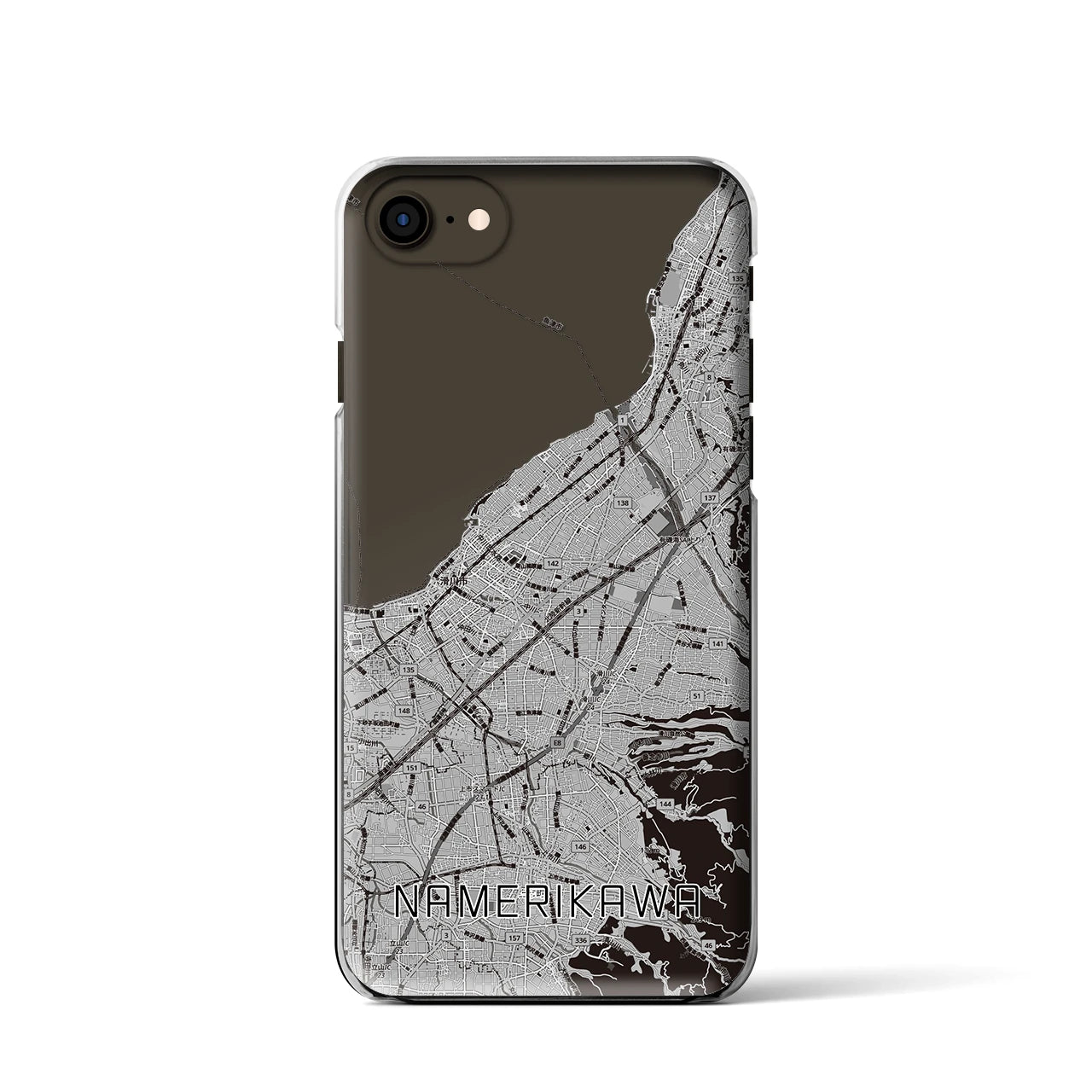 【滑川(富山県)】地図柄iPhoneケース(クリアタイプ)