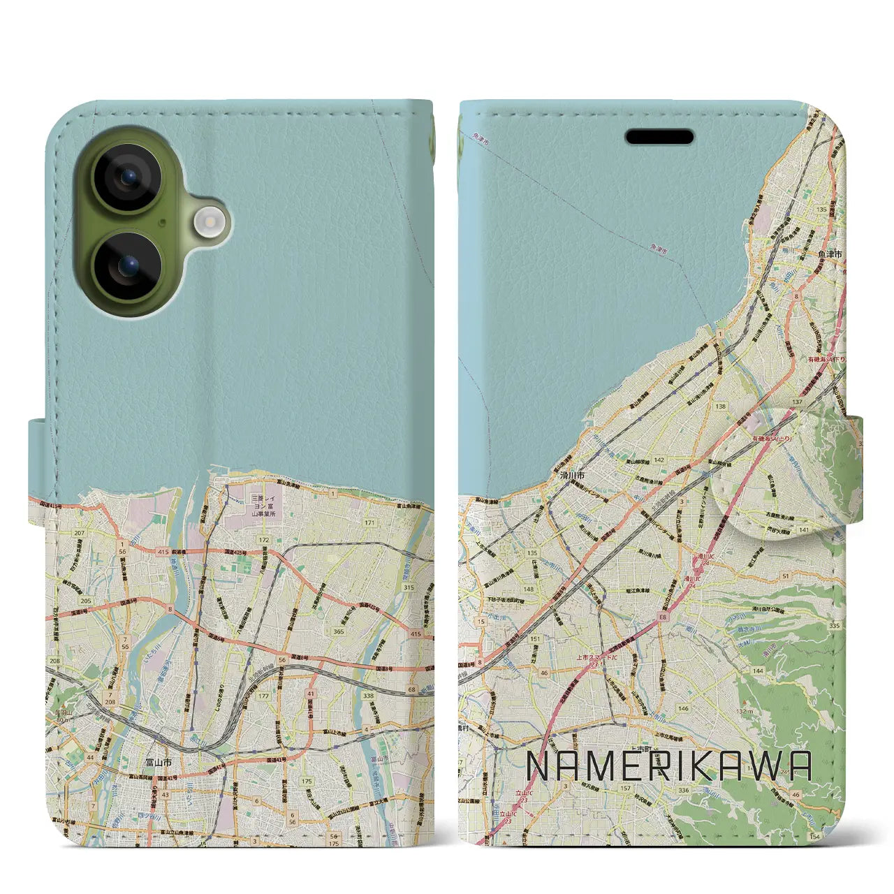 【滑川(富山県)】地図柄iPhoneケース(手帳タイプ)