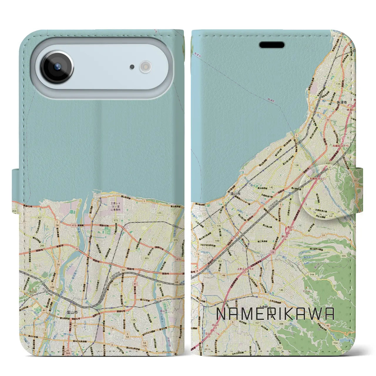 【滑川(富山県)】地図柄iPhoneケース(手帳タイプ)