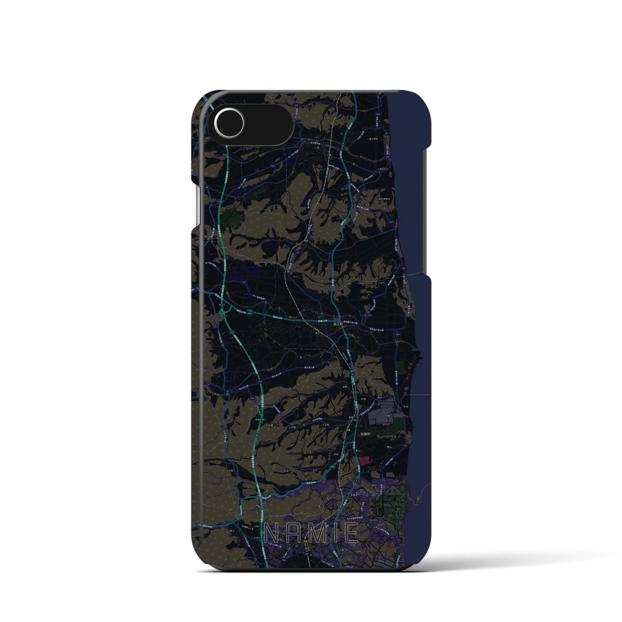 【浪江(福島県)】地図柄iPhoneケース(バックカバータイプ)