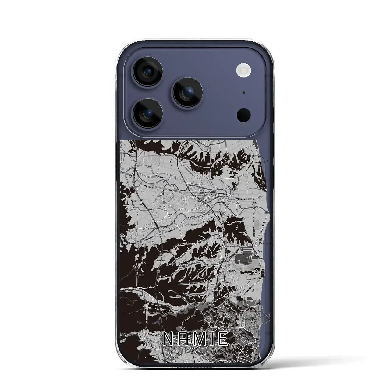 【浪江(福島県)】地図柄iPhoneケース(クリアタイプ)モノトーン・iPhone 17 Pro Max 用