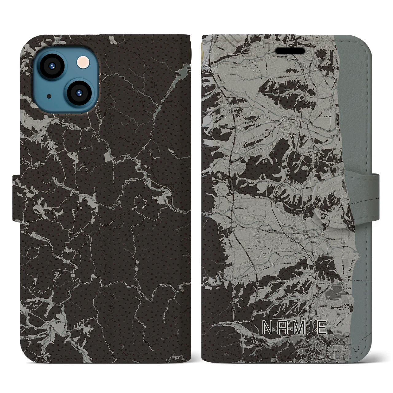 【浪江(福島県)】地図柄iPhoneケース(手帳タイプ)