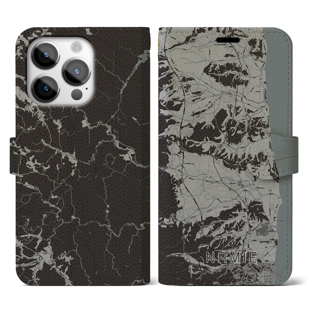 【浪江(福島県)】地図柄iPhoneケース(手帳タイプ)