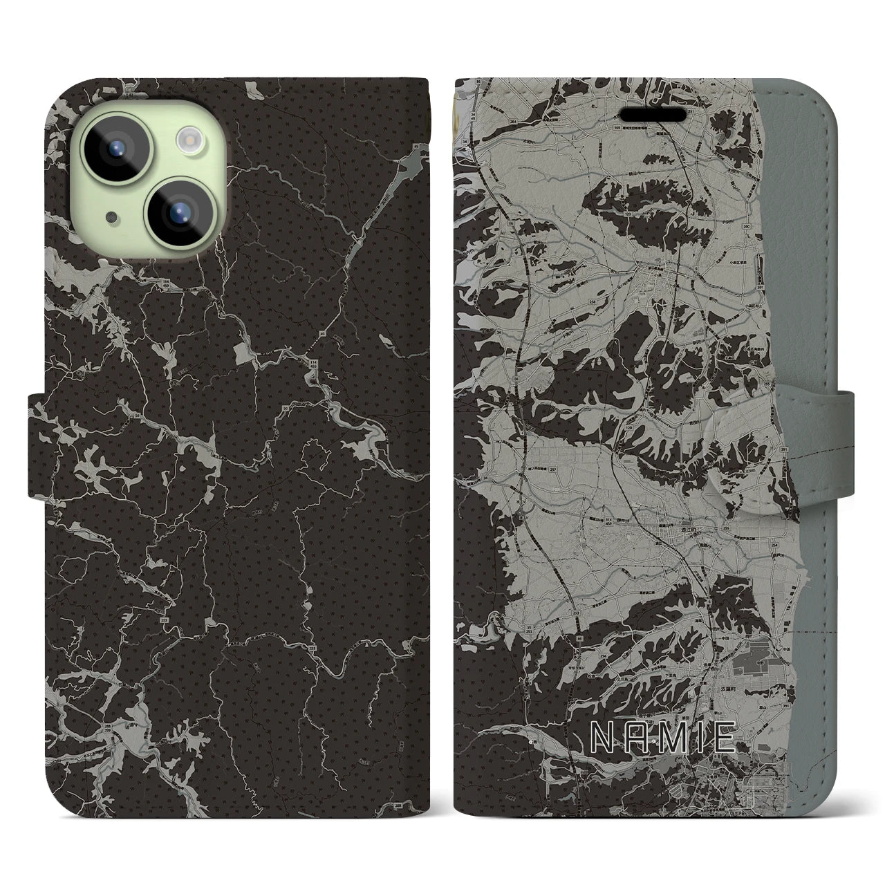 【浪江(福島県)】地図柄iPhoneケース(手帳タイプ)