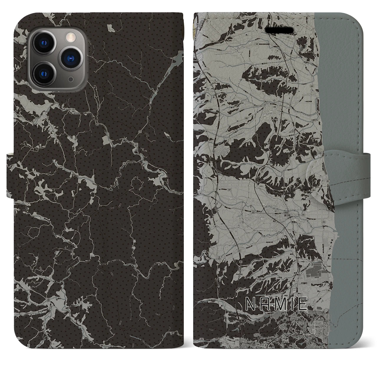 【浪江(福島県)】地図柄iPhoneケース(手帳タイプ)