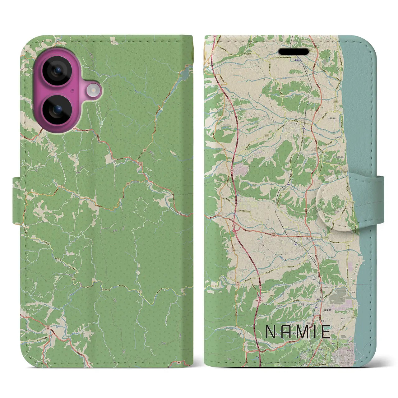 【浪江(福島県)】地図柄iPhoneケース(手帳タイプ)