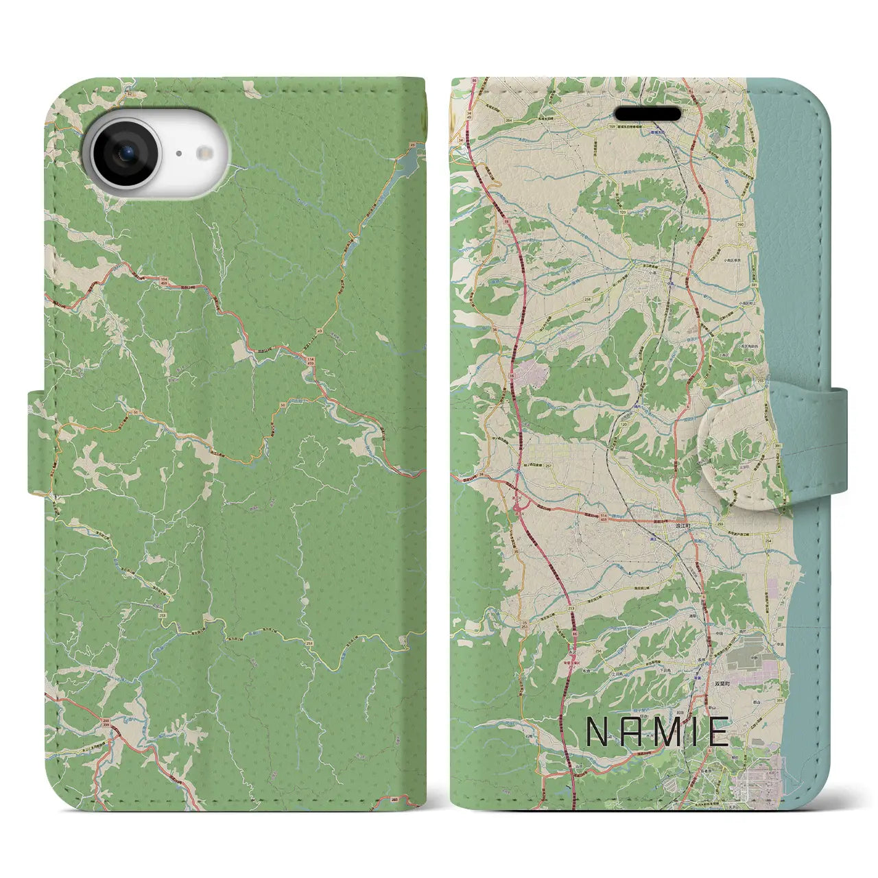 【浪江(福島県)】地図柄iPhoneケース(手帳タイプ)