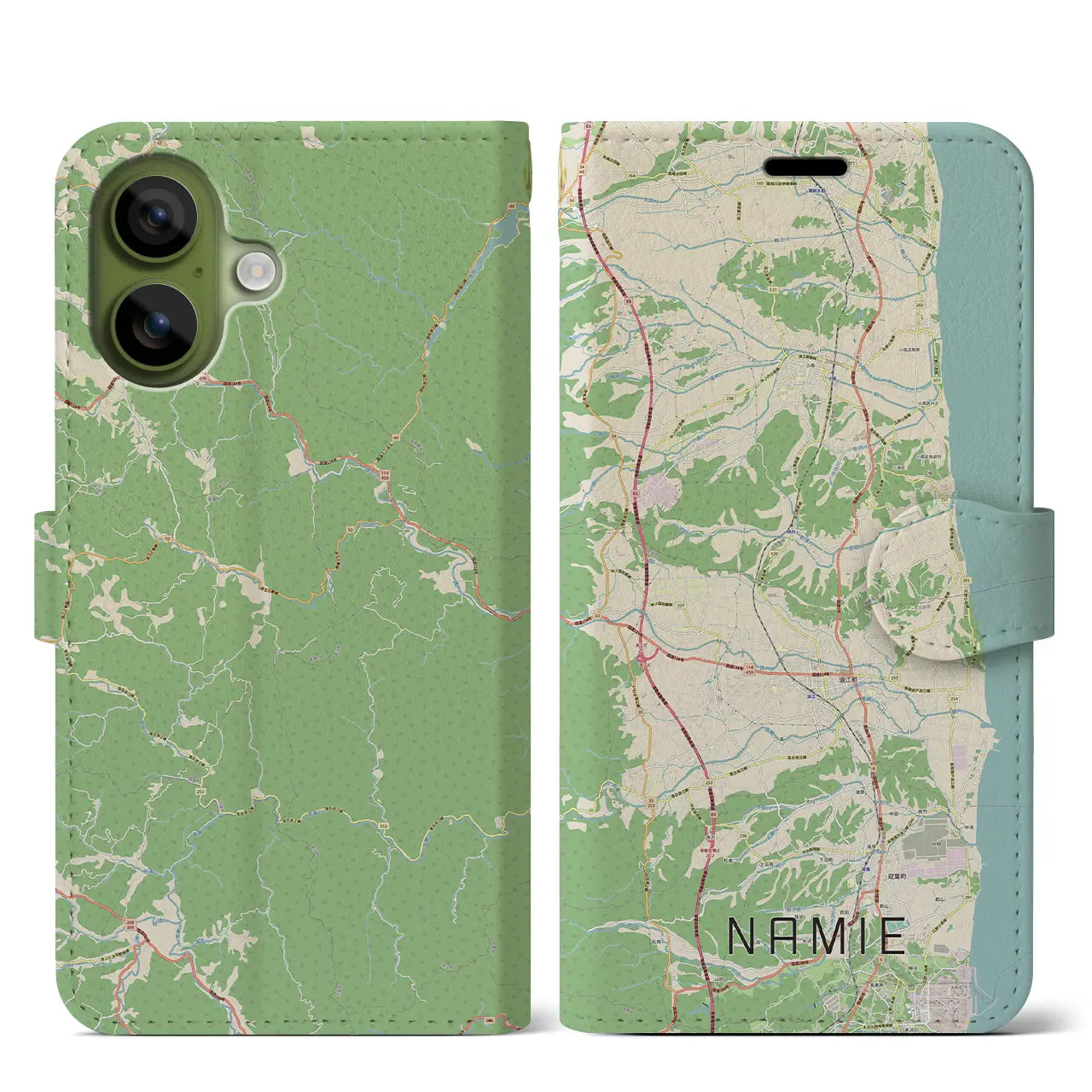 【浪江(福島県)】地図柄iPhoneケース(手帳タイプ)