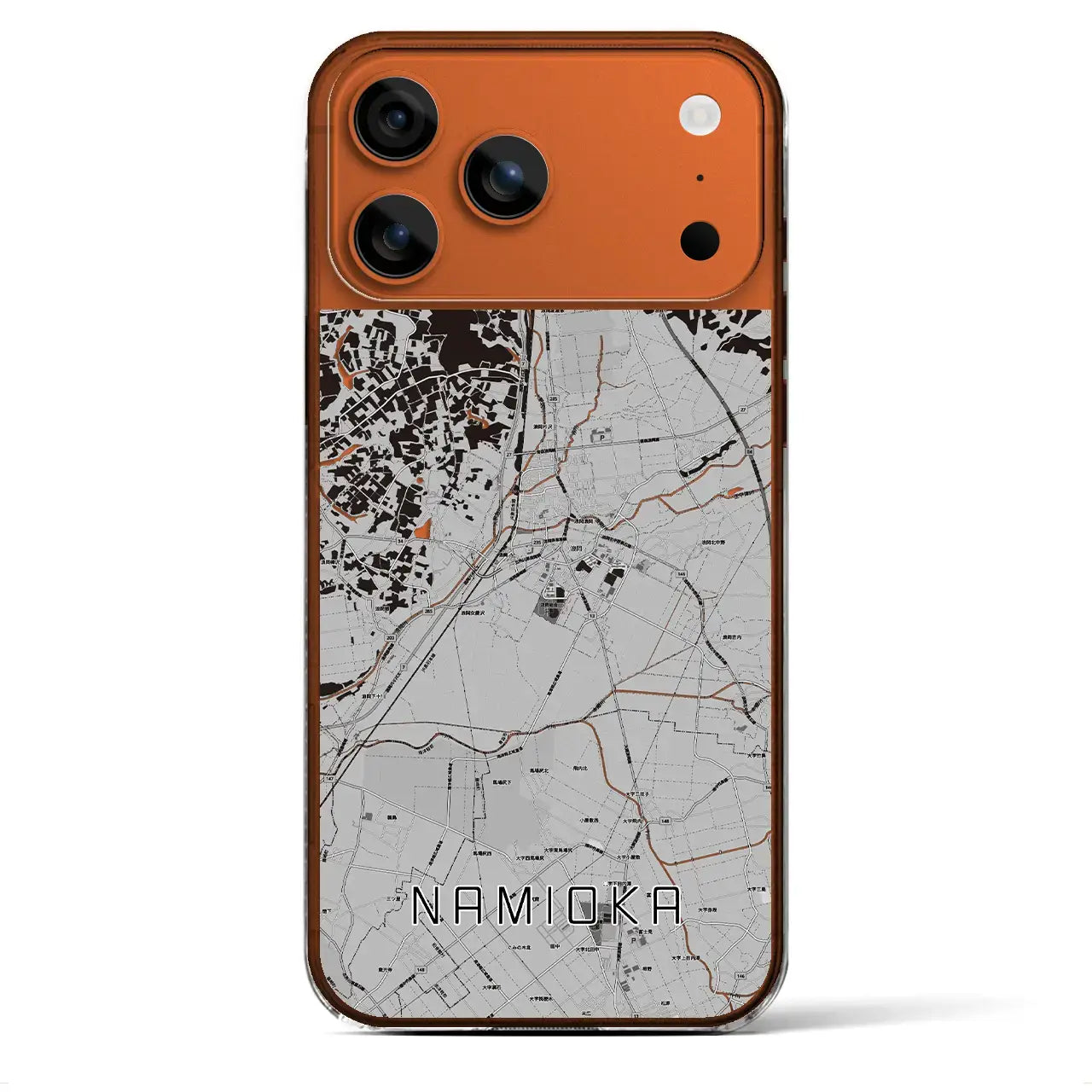 【浪岡(青森県)】地図柄iPhoneケース(クリアタイプ)モノトーン・iPhone 17 Pro Max 用