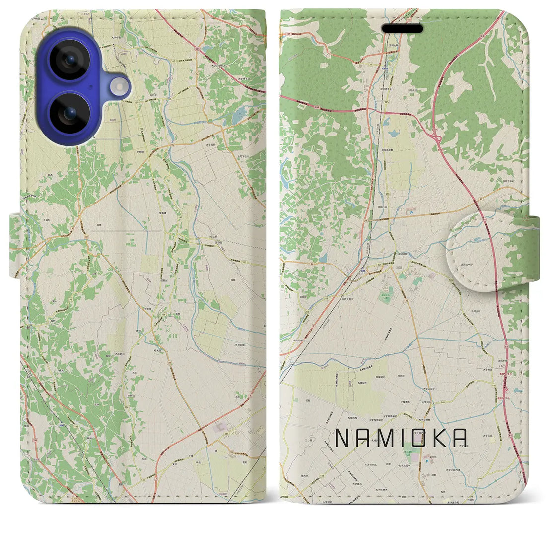 【浪岡(青森県)】地図柄iPhoneケース(手帳タイプ)ナチュラル・iPhone 16 Pro Max 用