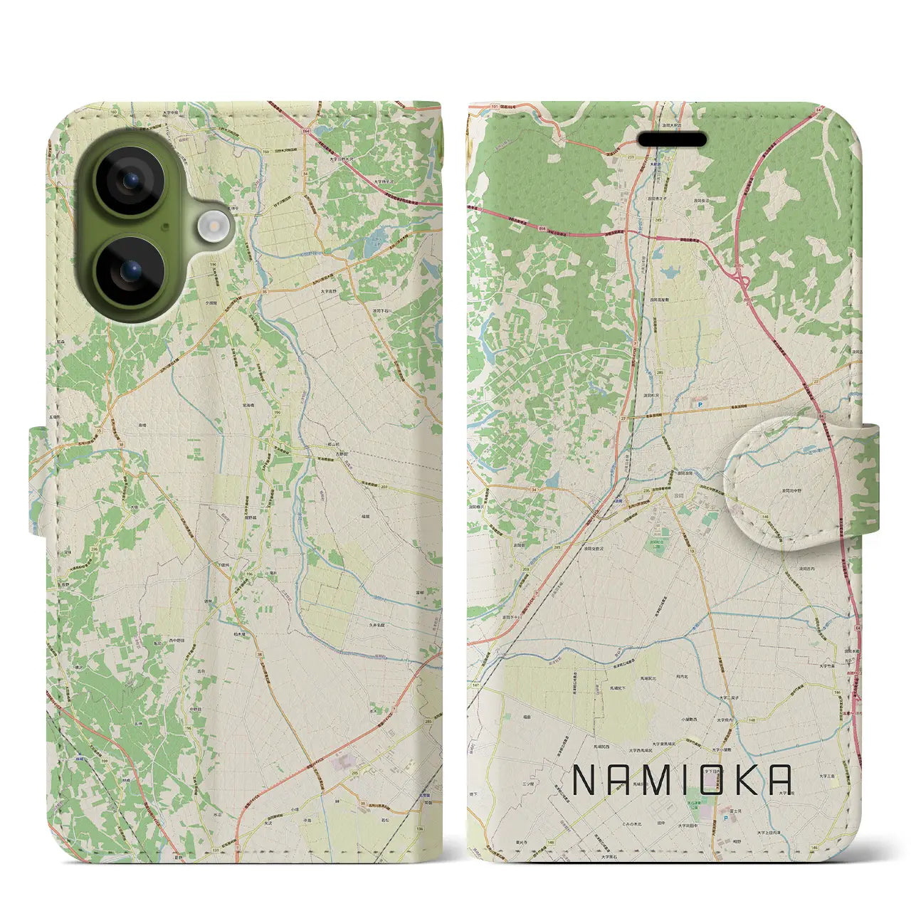 【浪岡(青森県)】地図柄iPhoneケース(手帳タイプ)