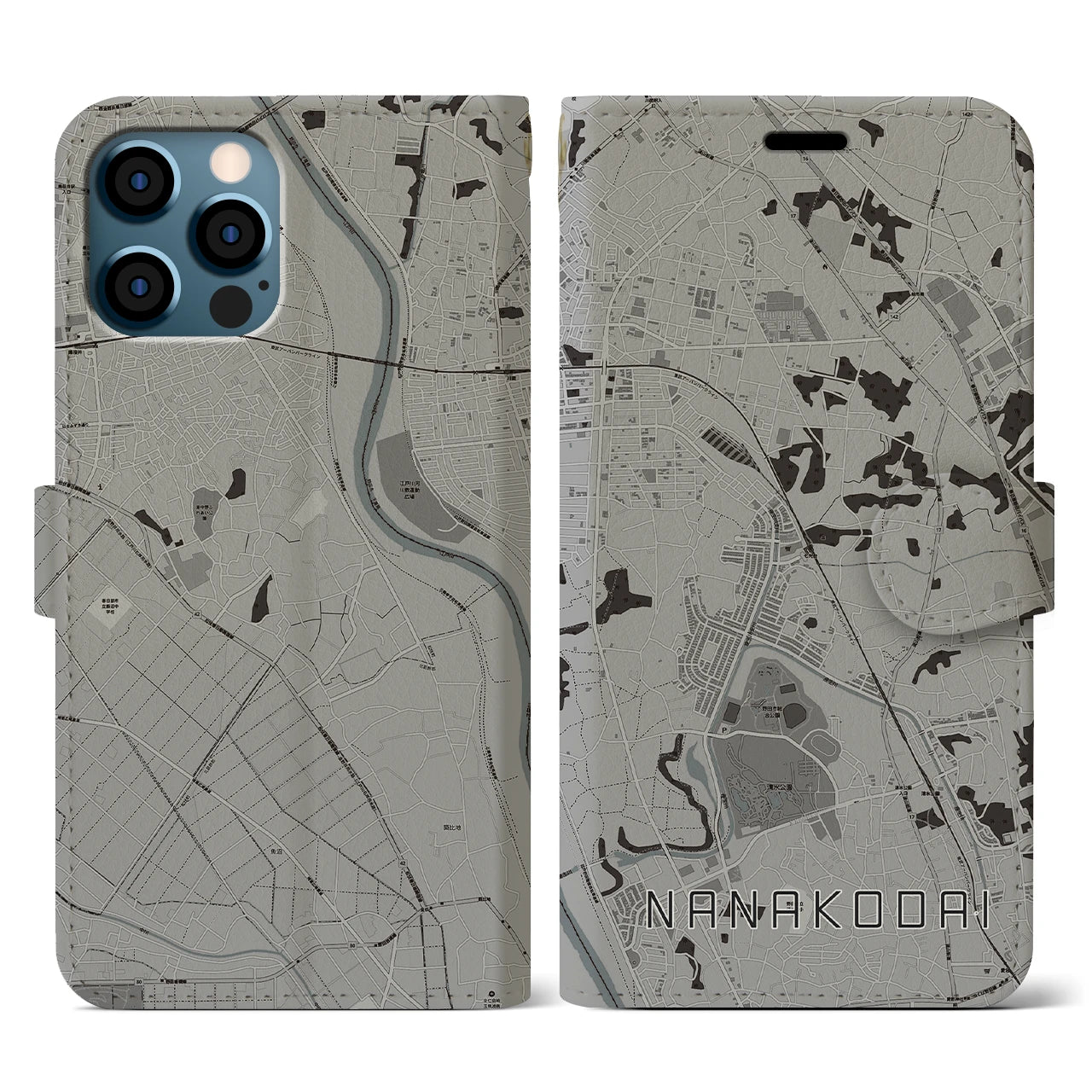 【七光台(千葉県)】地図柄iPhoneケース(手帳タイプ)