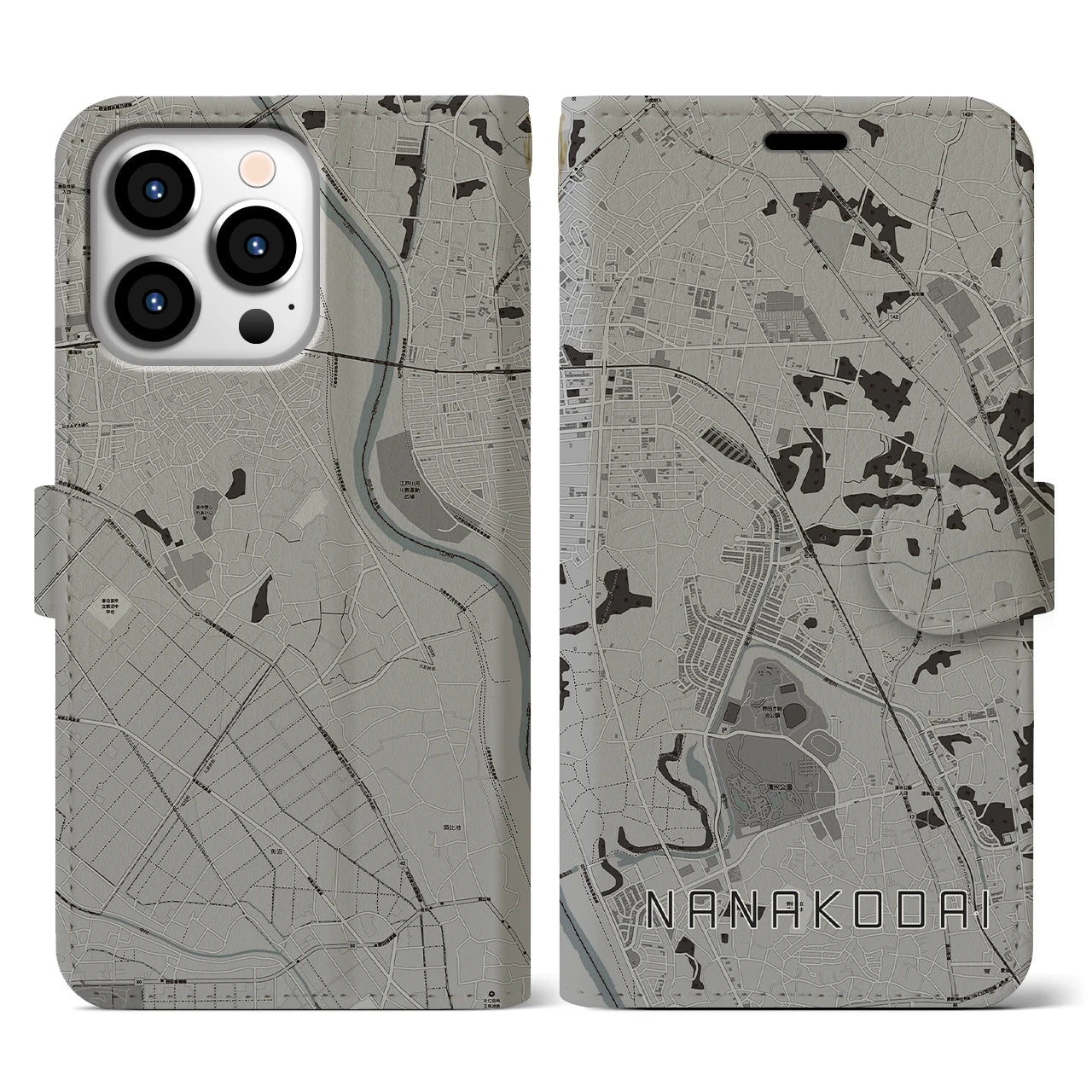 【七光台(千葉県)】地図柄iPhoneケース(手帳タイプ)