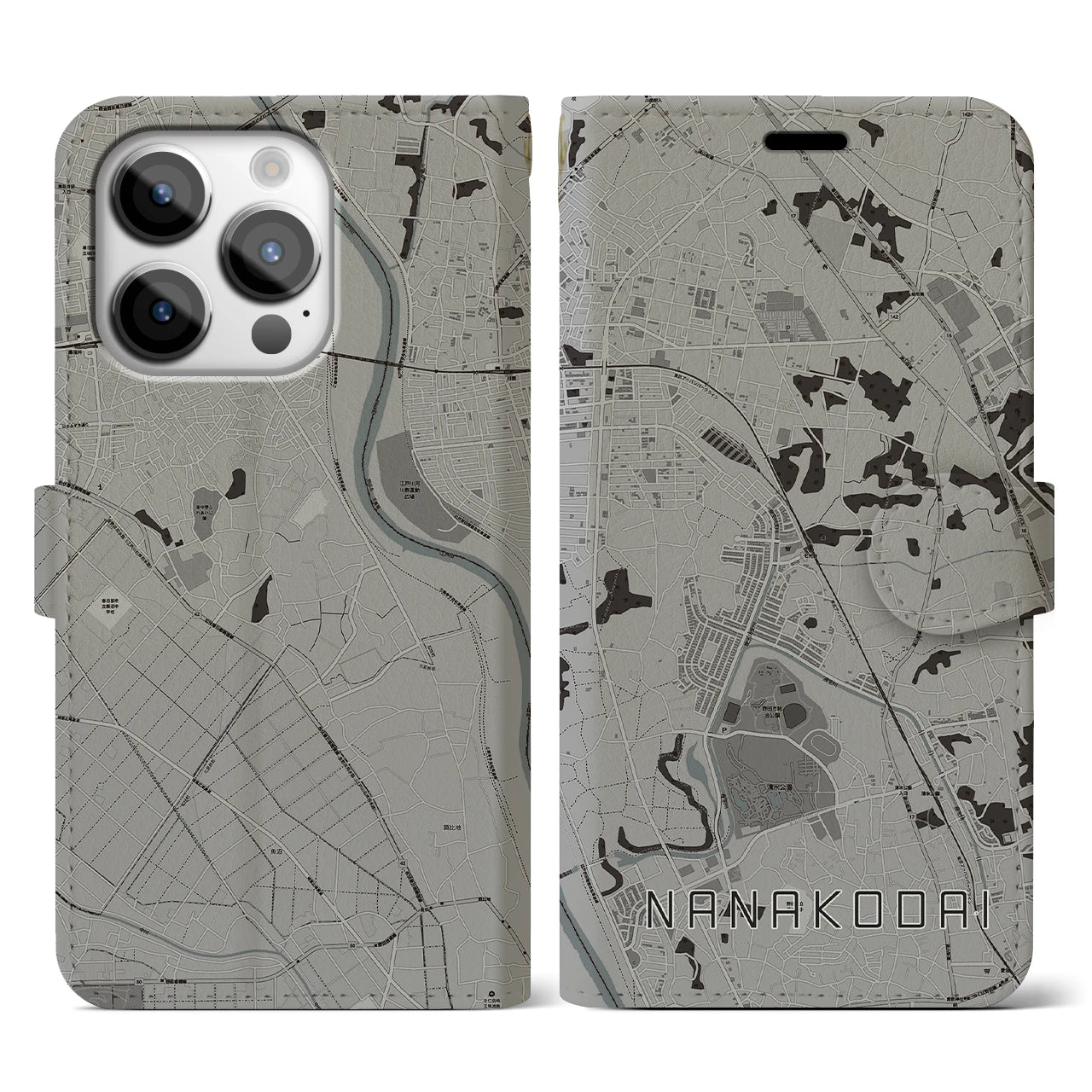 【七光台(千葉県)】地図柄iPhoneケース(手帳タイプ)