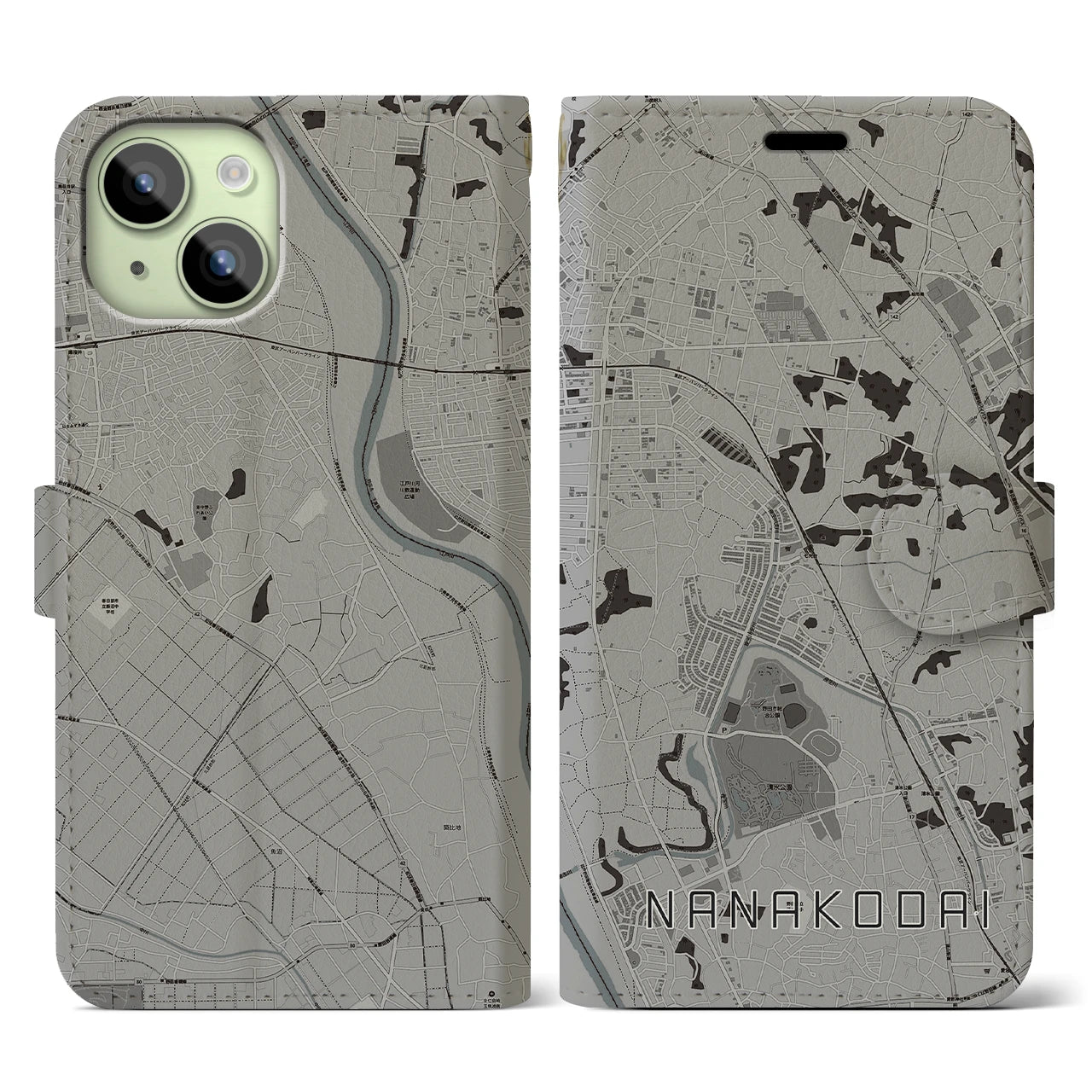 【七光台(千葉県)】地図柄iPhoneケース(手帳タイプ)