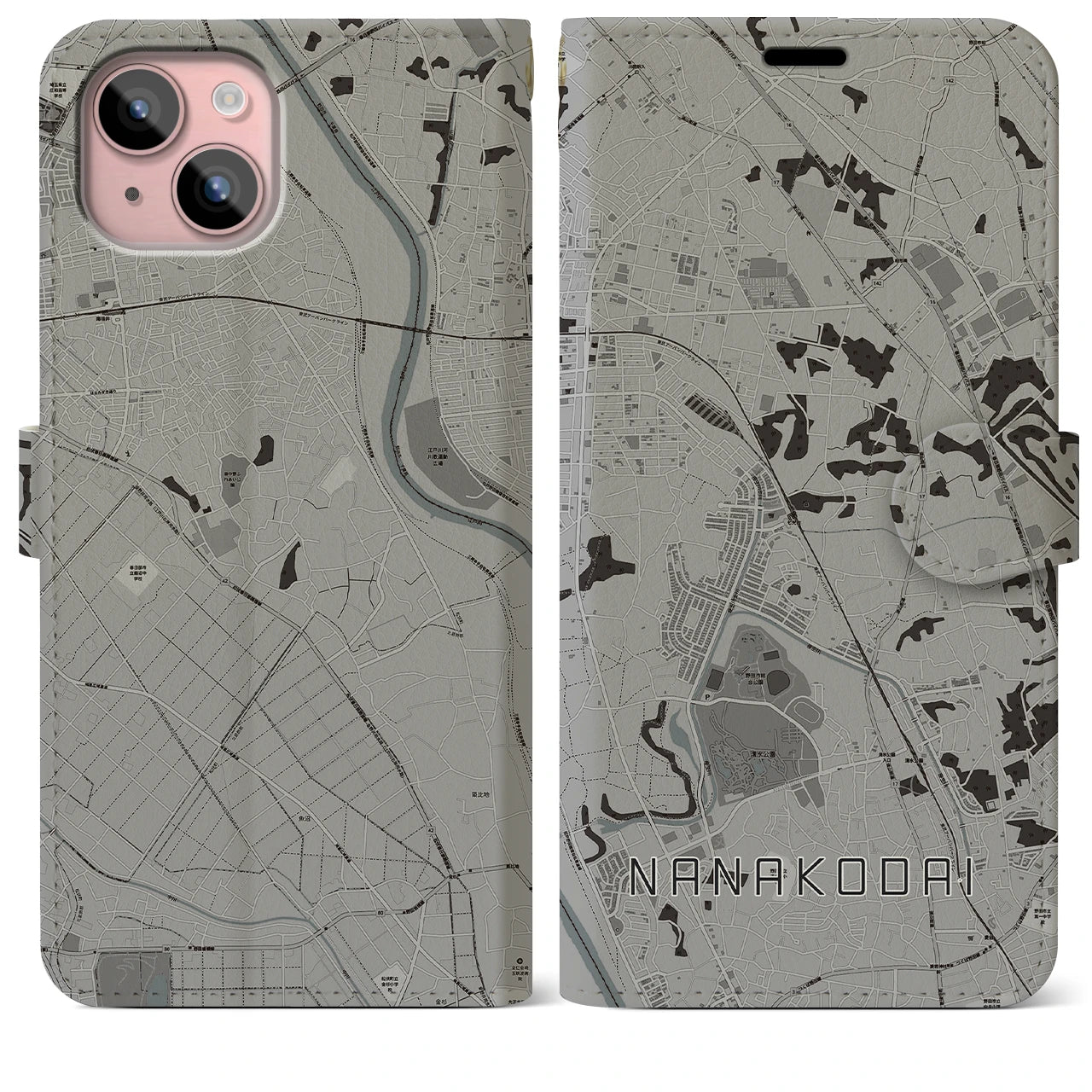 【七光台(千葉県)】地図柄iPhoneケース(手帳タイプ)