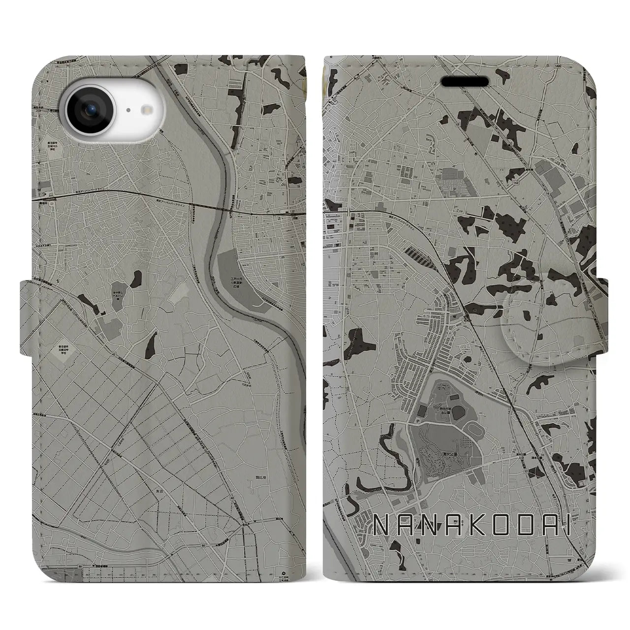 【七光台(千葉県)】地図柄iPhoneケース(手帳タイプ)