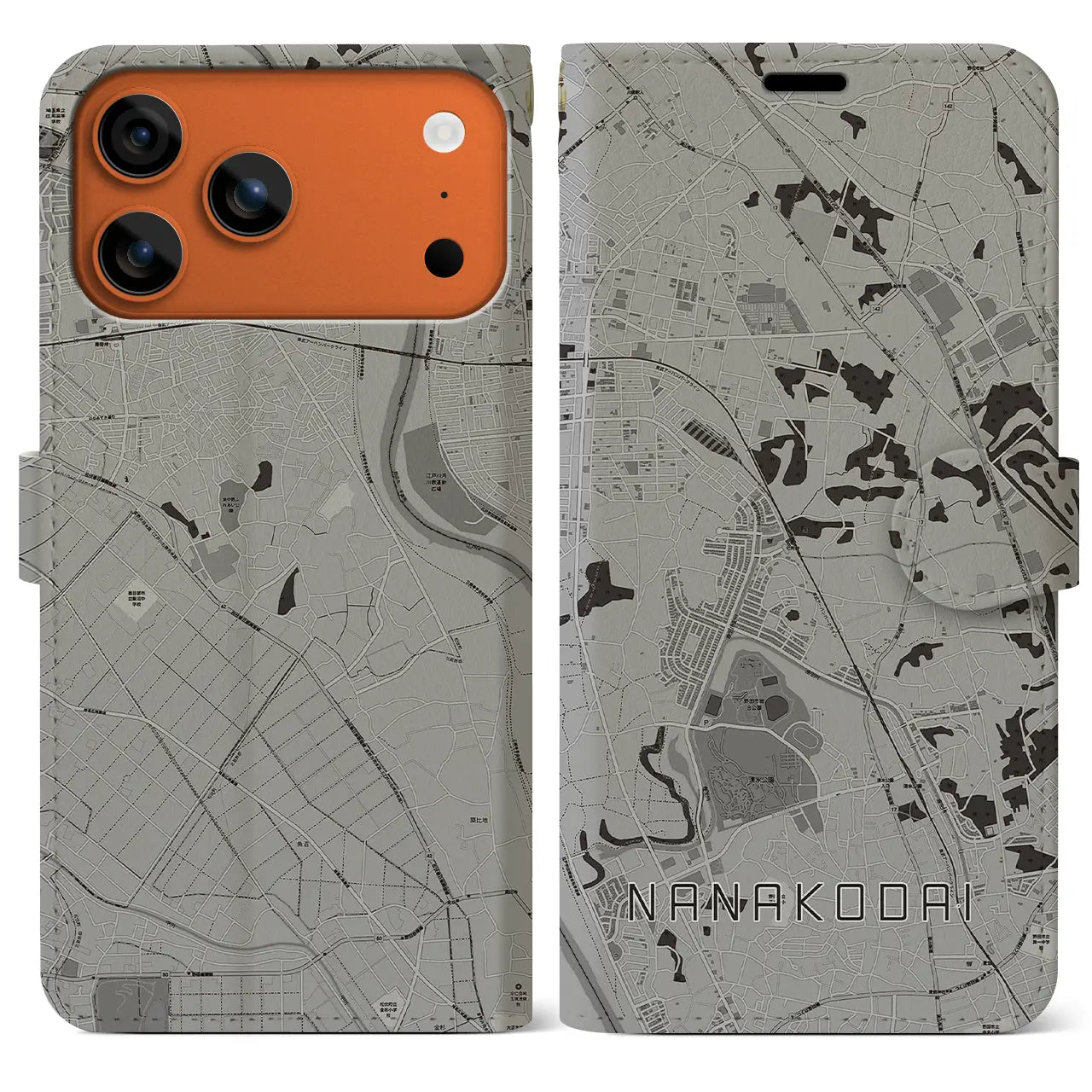 【七光台(千葉県)】地図柄iPhoneケース(手帳タイプ)