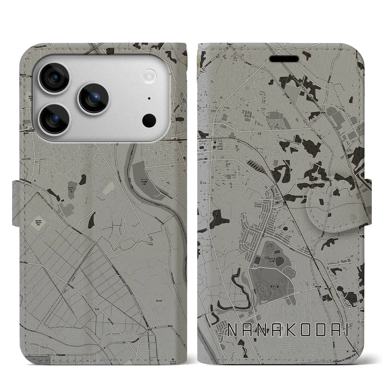 【七光台(千葉県)】地図柄iPhoneケース(手帳タイプ)