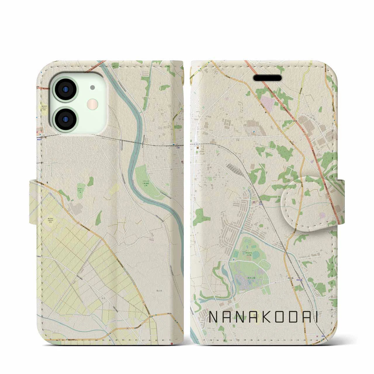 【七光台(千葉県)】地図柄iPhoneケース(手帳タイプ)