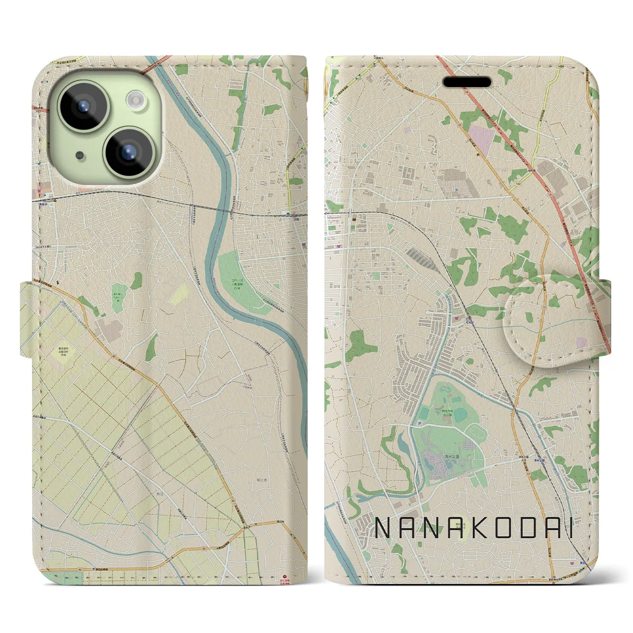 【七光台(千葉県)】地図柄iPhoneケース(手帳タイプ)