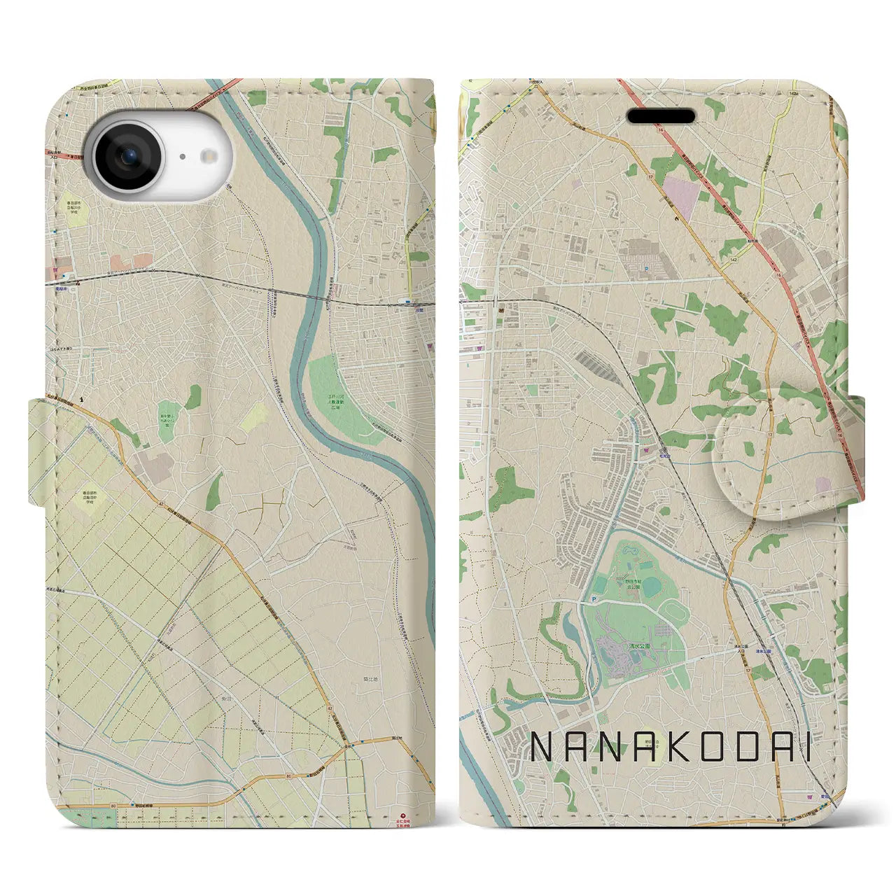 【七光台(千葉県)】地図柄iPhoneケース(手帳タイプ)