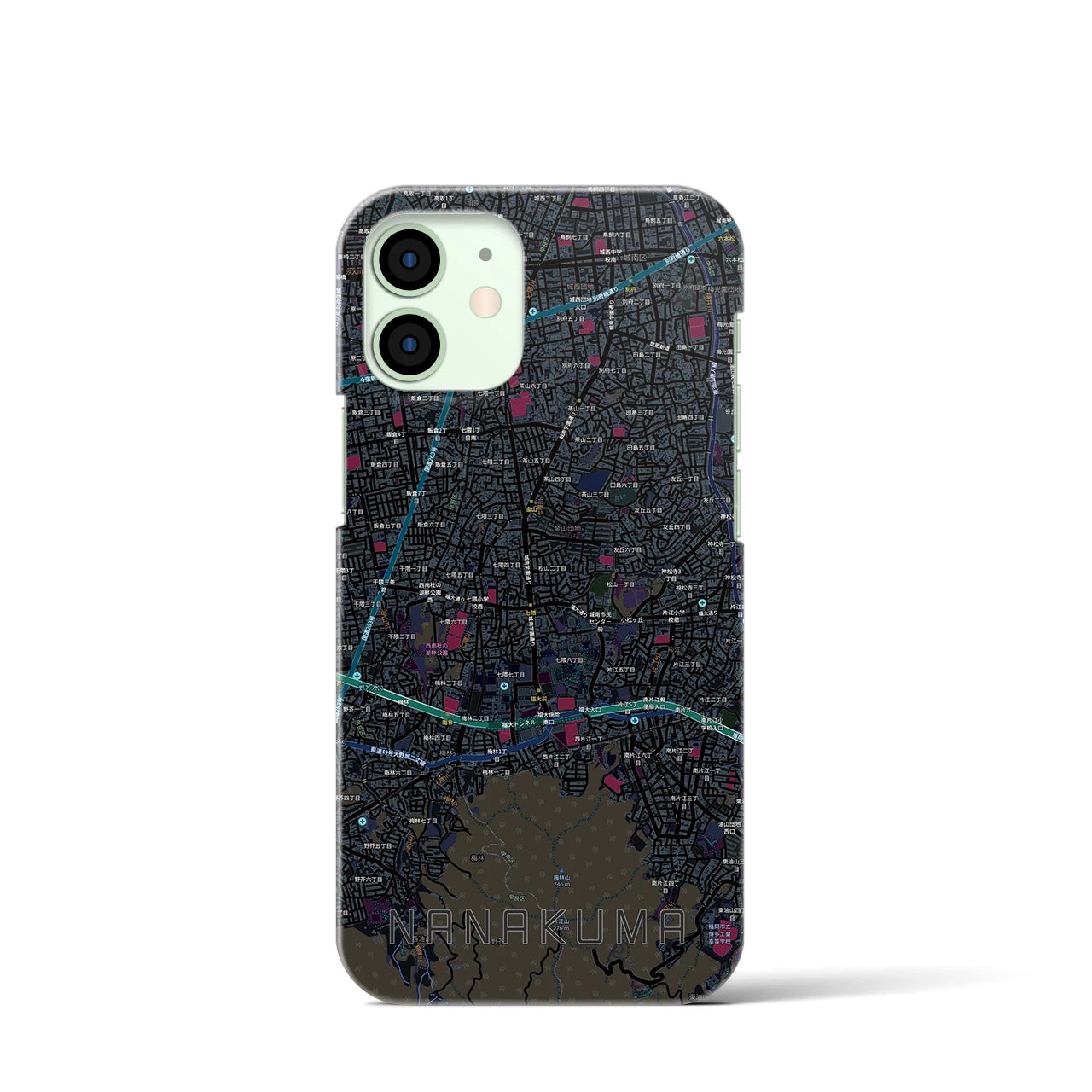 【七隈(福岡県)】地図柄iPhoneケース(バックカバータイプ)