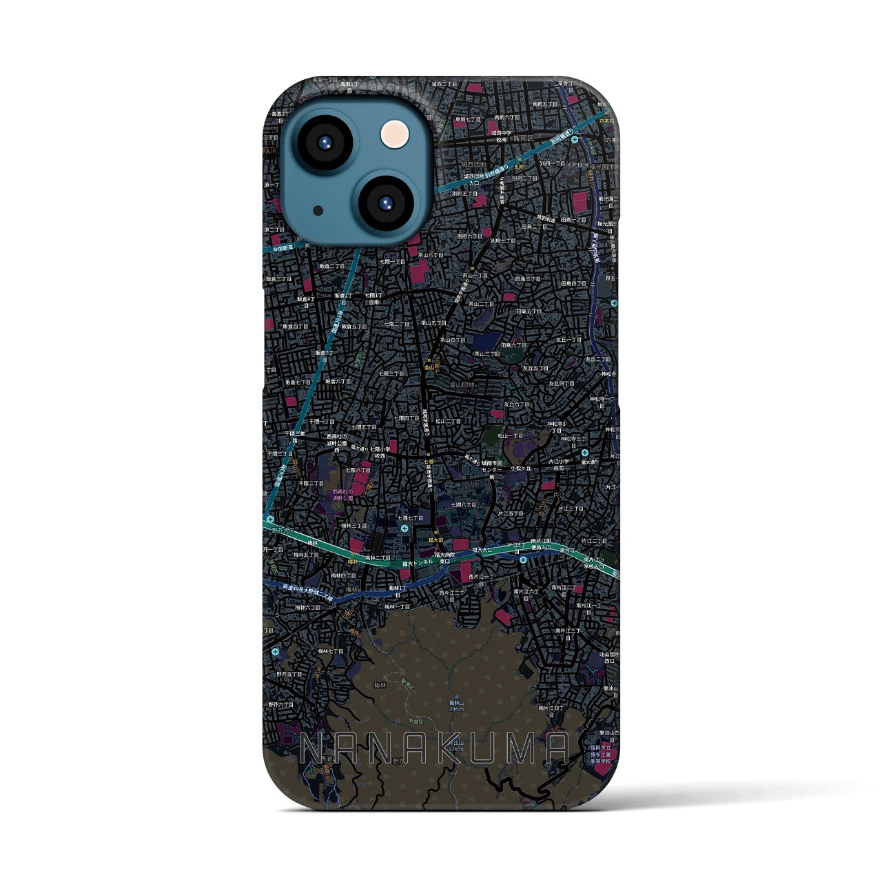 【七隈(福岡県)】地図柄iPhoneケース(バックカバータイプ)