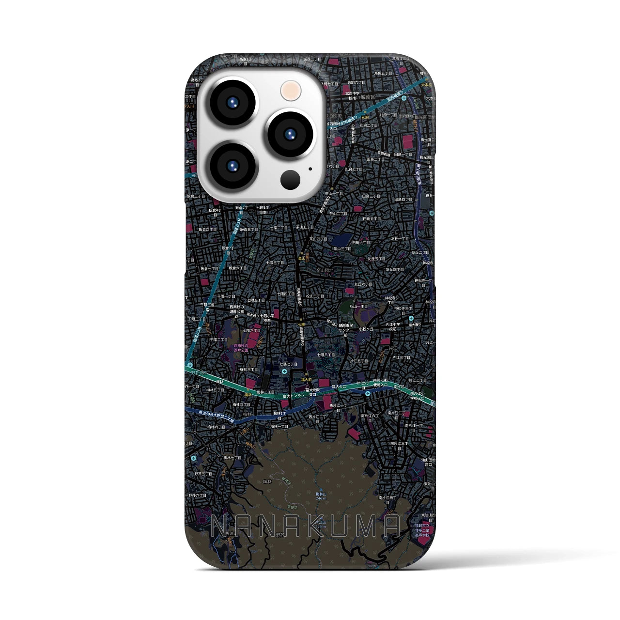【七隈(福岡県)】地図柄iPhoneケース(バックカバータイプ)