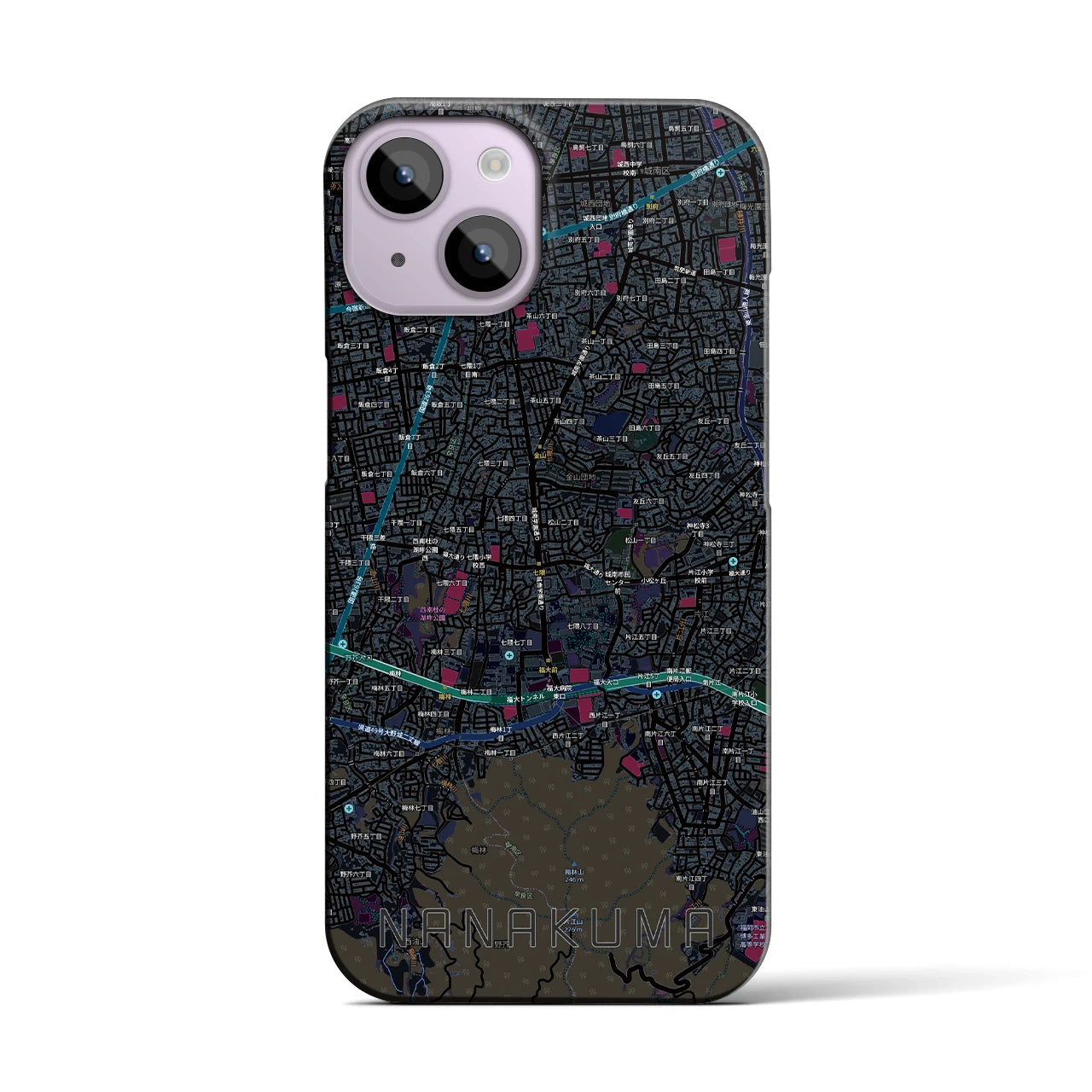 【七隈(福岡県)】地図柄iPhoneケース(バックカバータイプ)