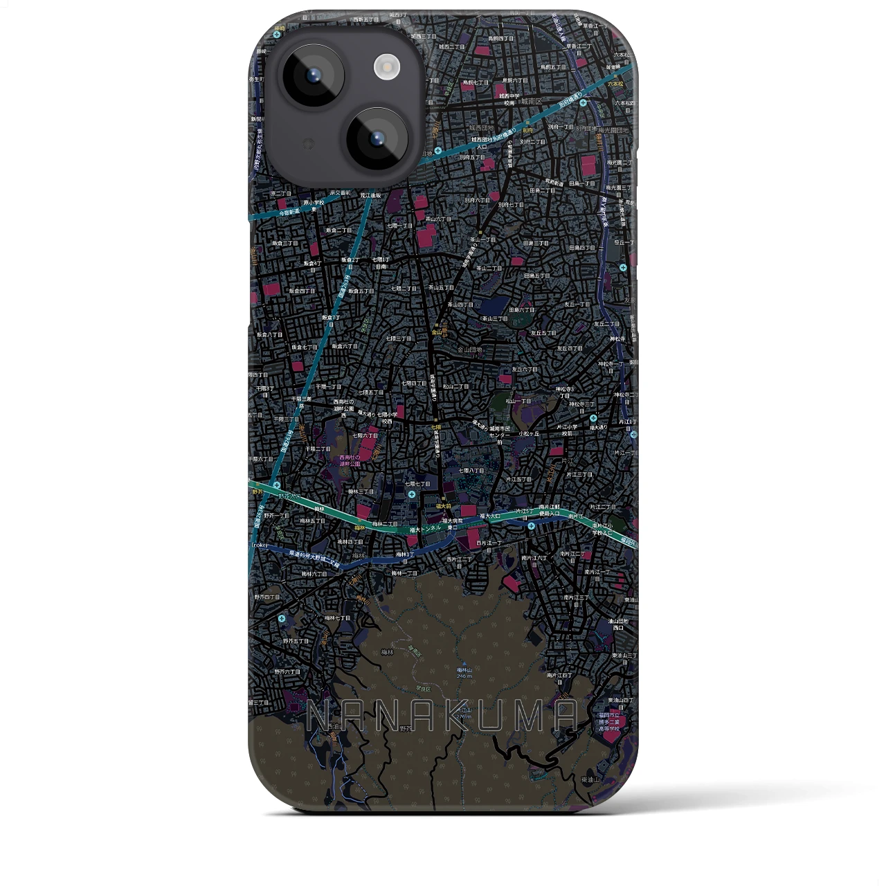 【七隈(福岡県)】地図柄iPhoneケース(バックカバータイプ)