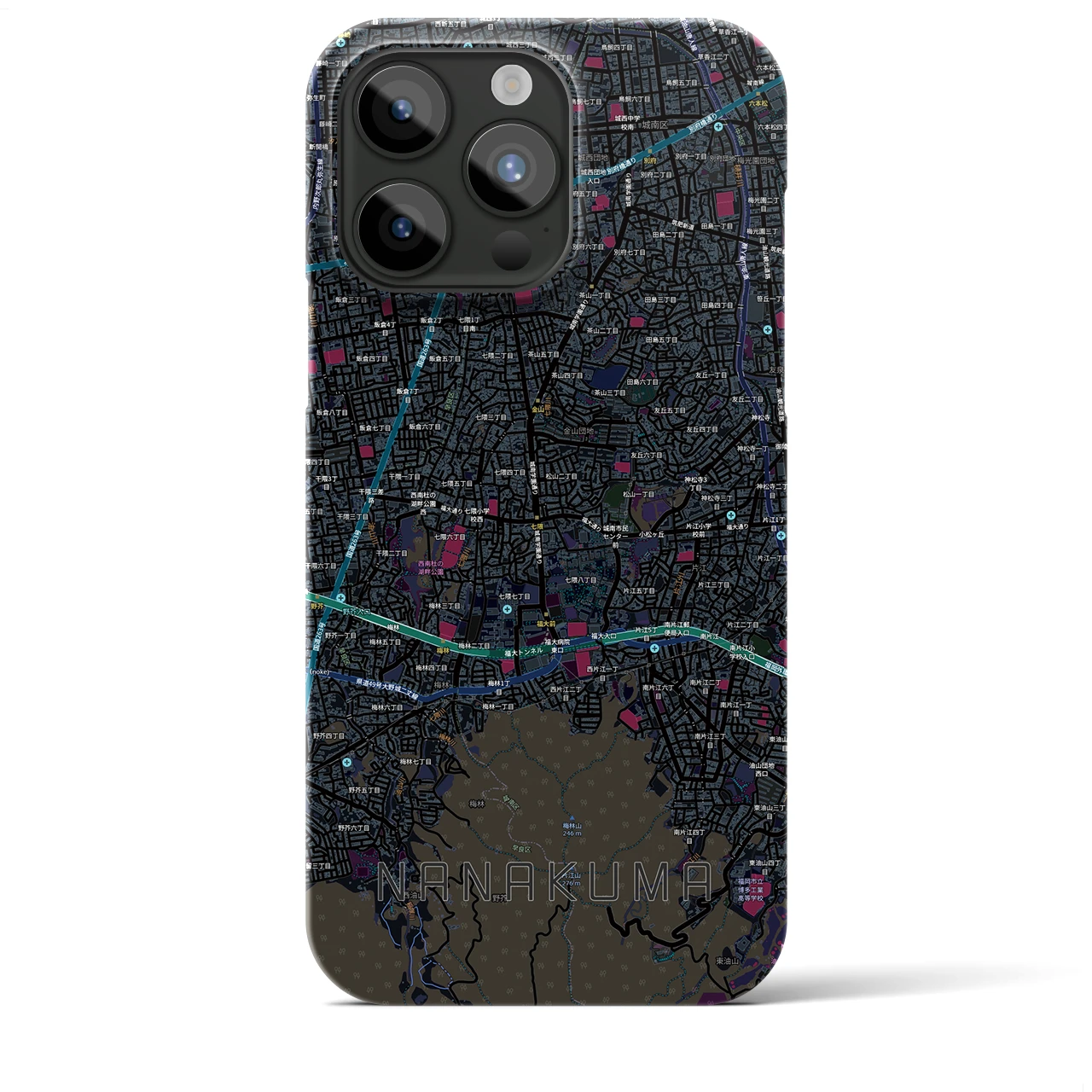 【七隈(福岡県)】地図柄iPhoneケース(バックカバータイプ)