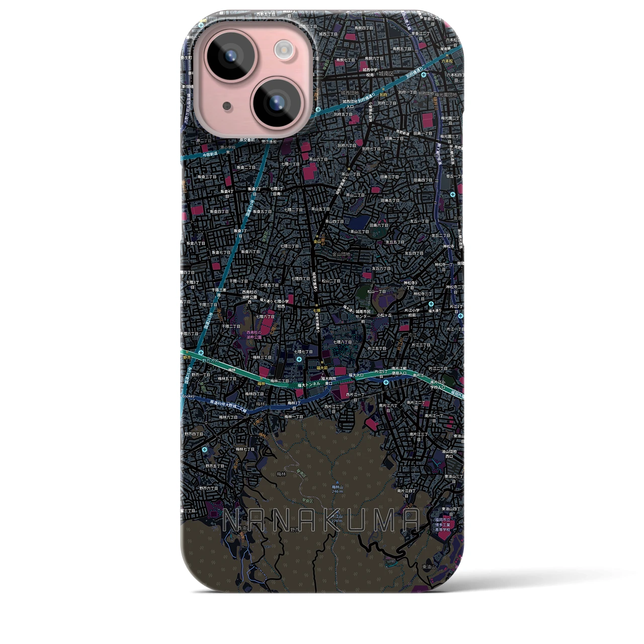 【七隈(福岡県)】地図柄iPhoneケース(バックカバータイプ)