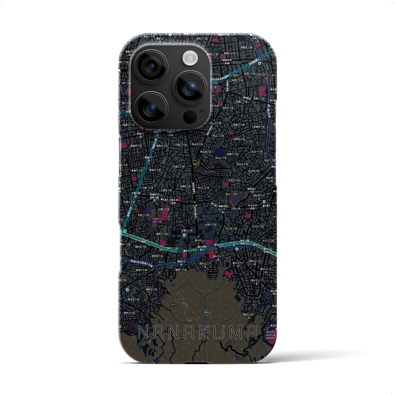 【七隈(福岡県)】地図柄iPhoneケース(バックカバータイプ)