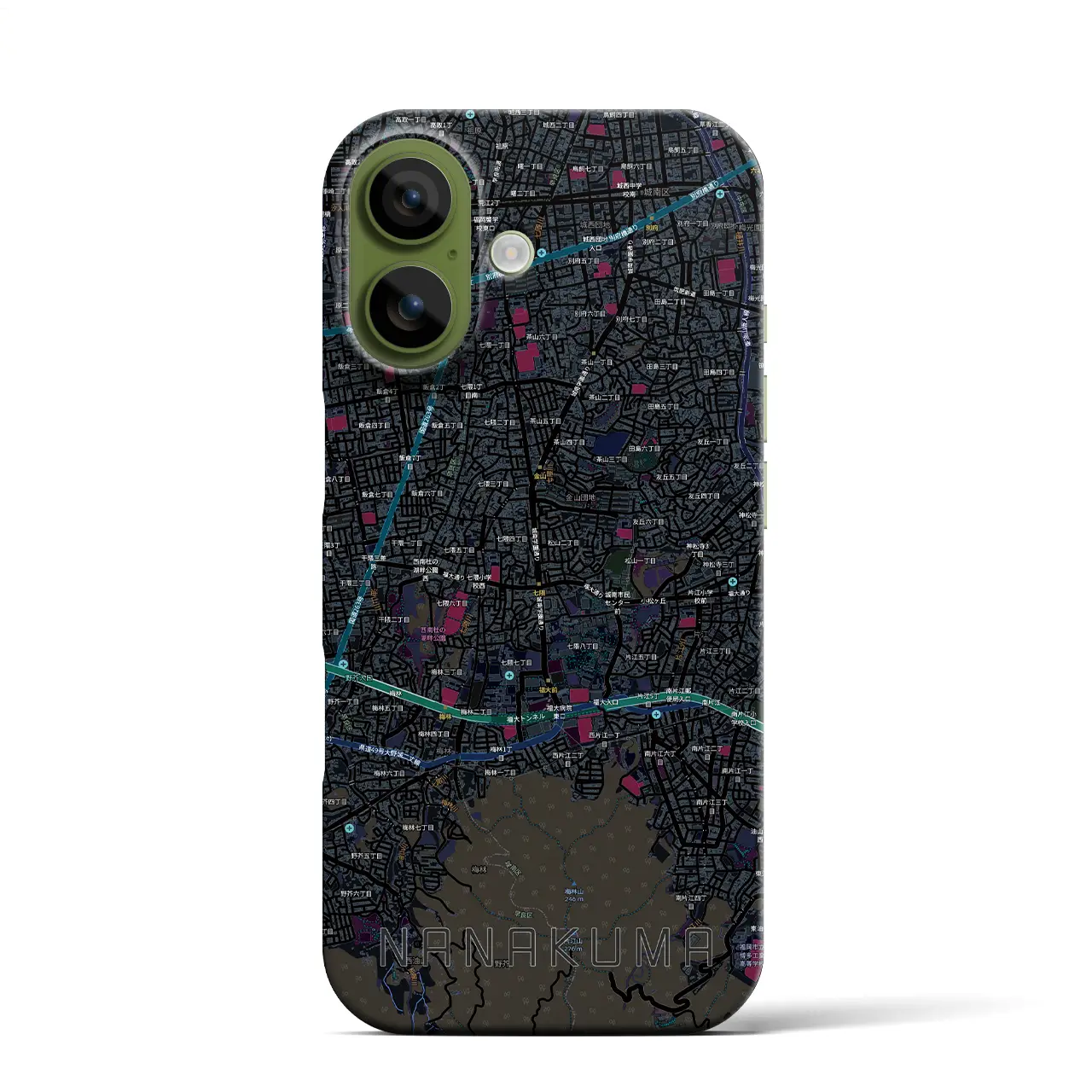 【七隈(福岡県)】地図柄iPhoneケース(バックカバータイプ)