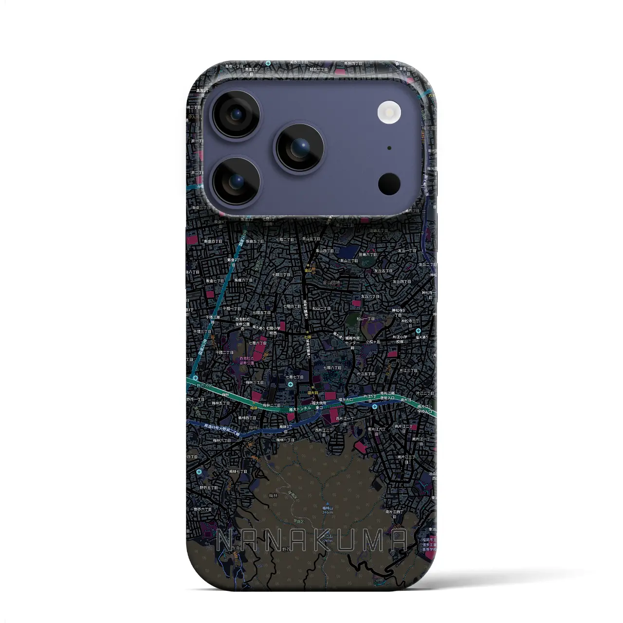 【七隈(福岡県)】地図柄iPhoneケース(バックカバータイプ)